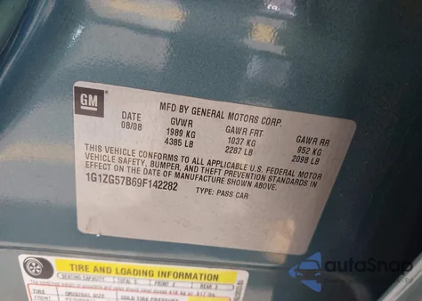 2009 Chevrolet Malibu Ls z USA, uszkodzony, nr VIN 1G1ZG57B69F142282